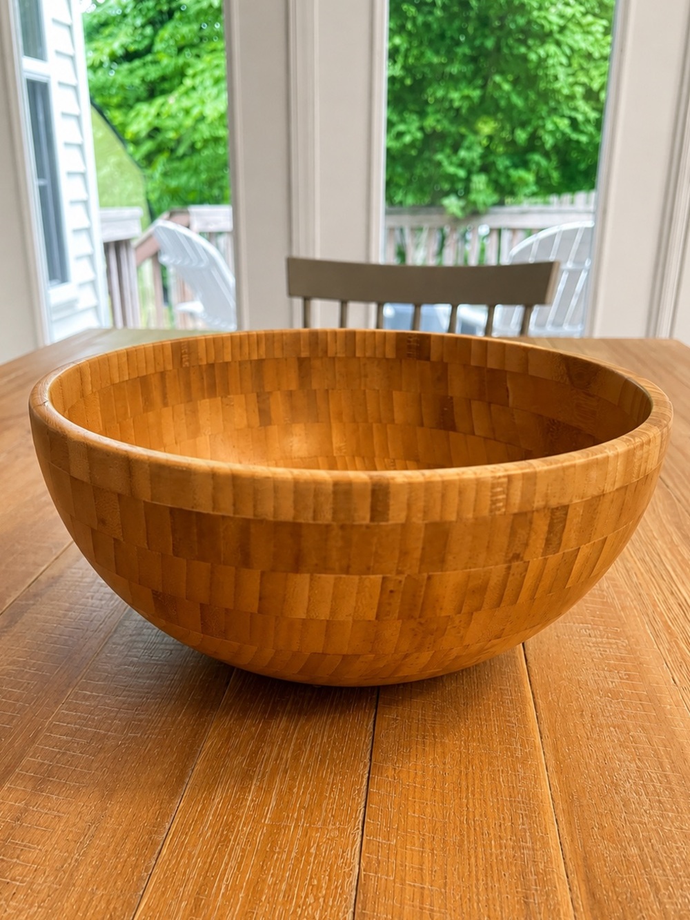 IKEA Natural Bamboo Wood Bowl - Warm Brown Finish